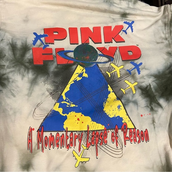 Pink Floyd World Tour 87 TieDye Graphic Hoodie Ribbed Cuffs Kangaroo Pockets - Picture 7 of 9
